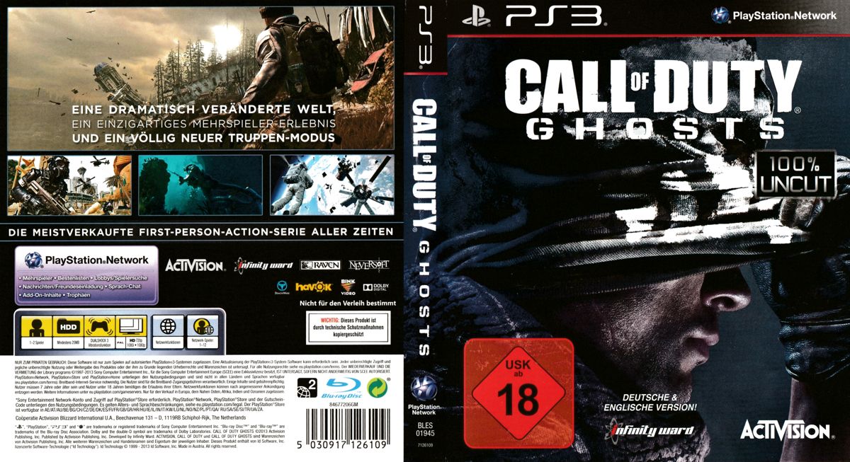 Call of Duty: Ghosts box art for Playstation 3